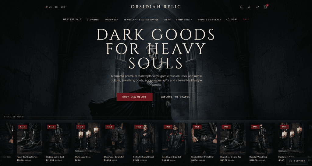 Obsidian Relic — Homepage — Hero