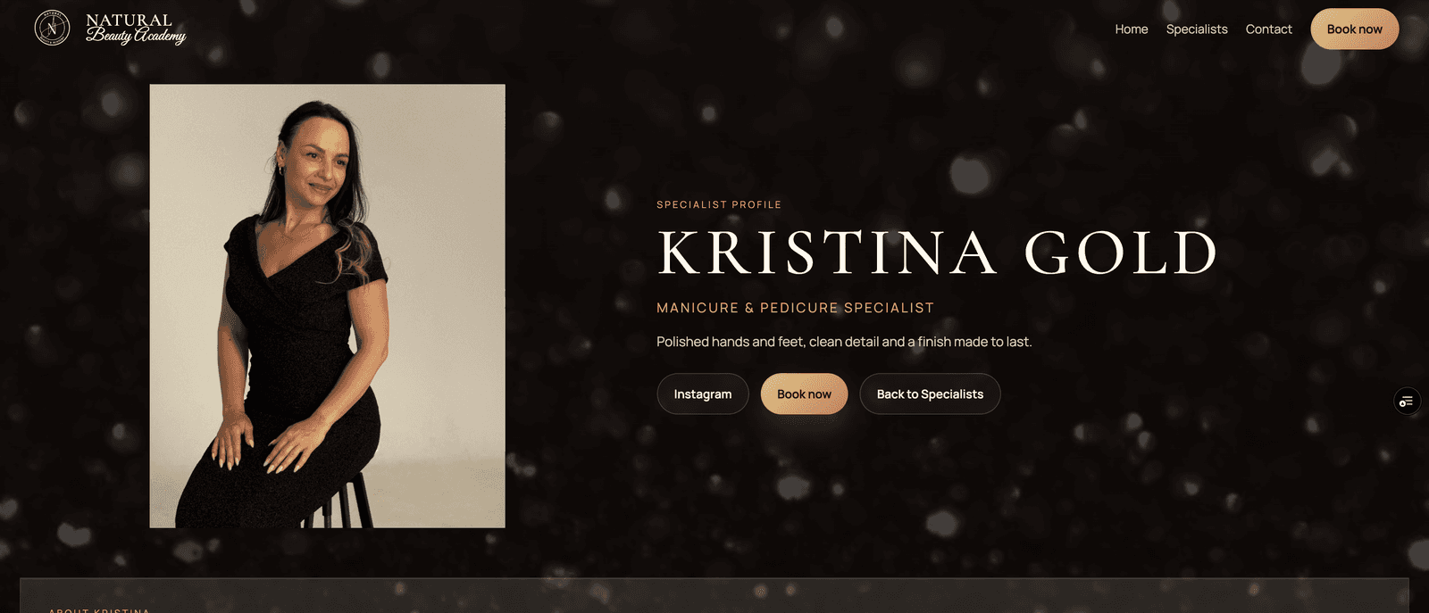 Natural Beauty & Academy: Specialist Page: Profile