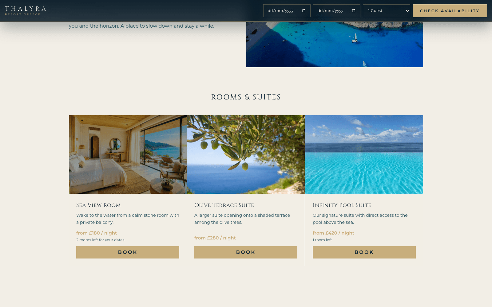 Thalyra Resort: Rooms & Suites with nightly rates