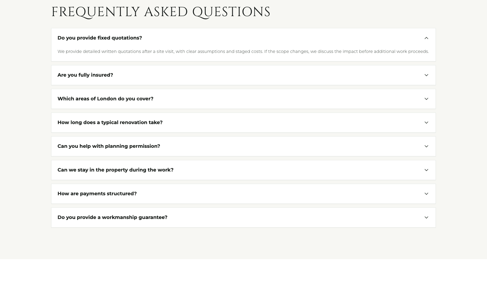 London Builders: Eight-question FAQ handling common objections